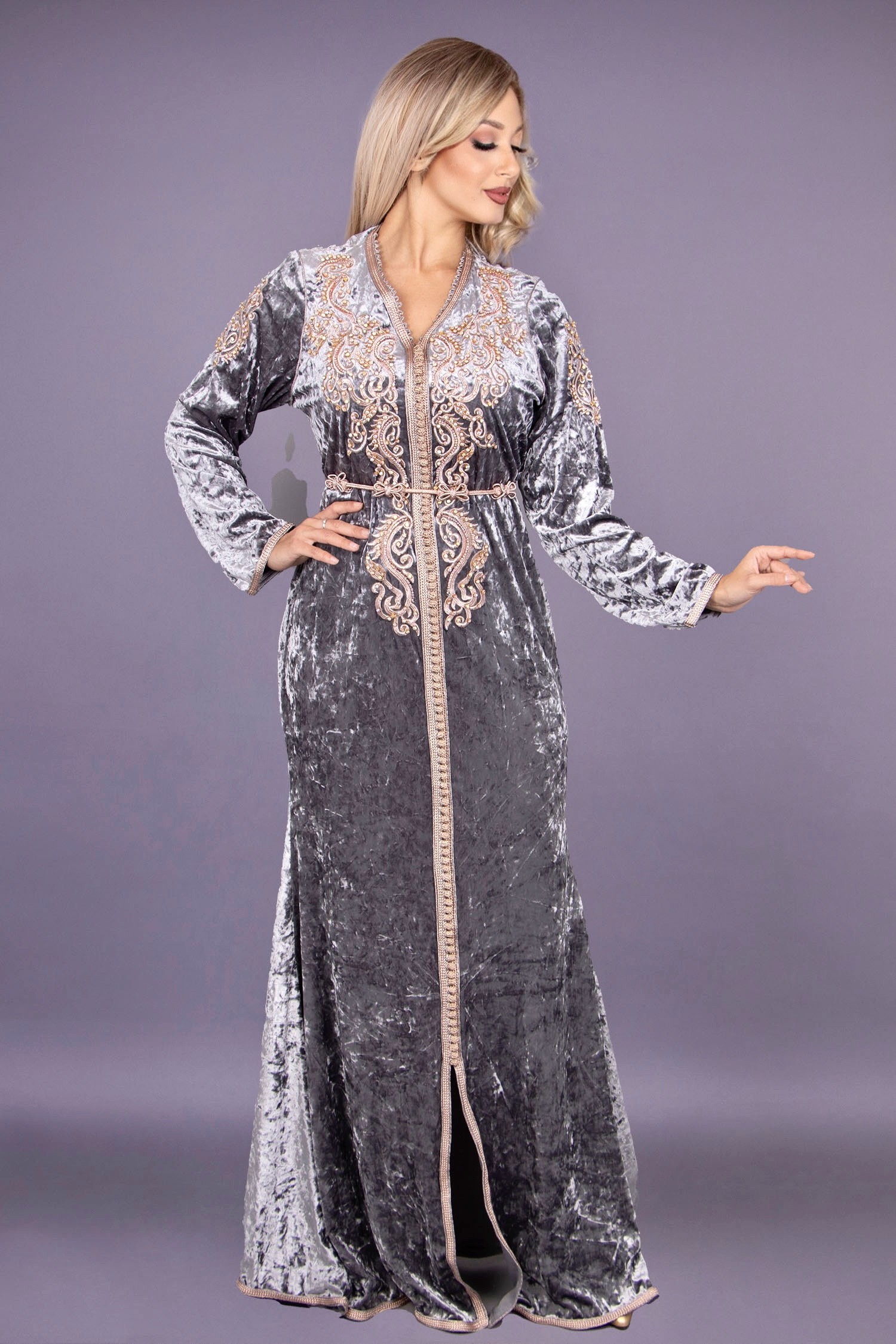 Caftan gris argent new arrivals